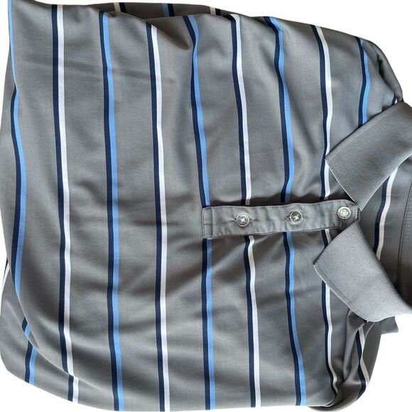 PGA Tour Gray and Blue Polo Shirt with Classic Stripes - Picture 1 of 1